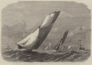 Das Ozeanrennen des Royal Thames Yacht Club, die Yachten zwischen den Kentish Knock und Sunk Light-Schiffen